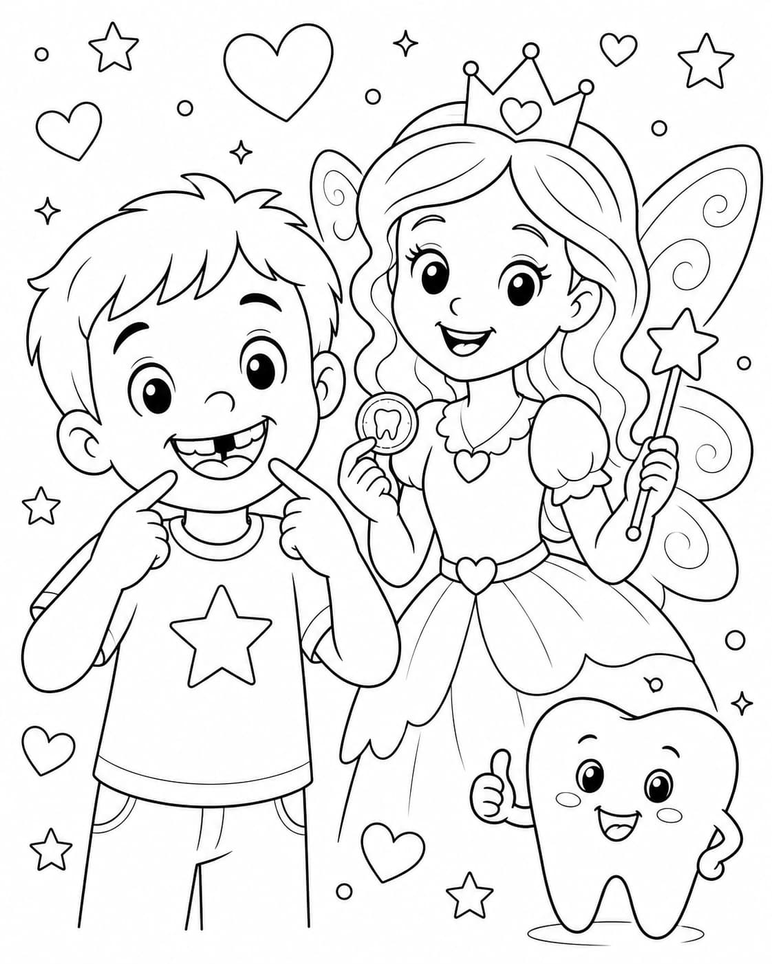 Zahnfee Motiv 5 als kostenloses Ausmalbild für Kinder